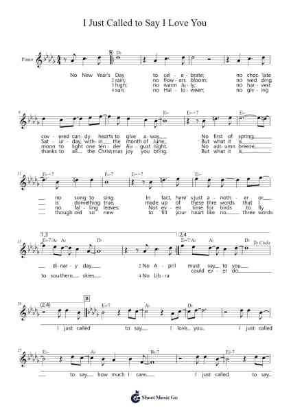 I Just Called To Say I Love You Sheet Music by Stevie Wonder-Arr.Wattsh