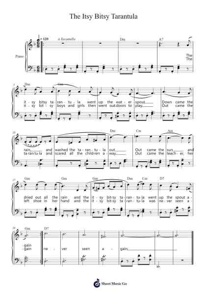 The Itsy Bitsy Tarantula Sheet Music by Alac Floleigh-Arr.Morsechi Billra