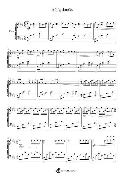 A big thanks Sheet Music by AntonisPat-Arr.Dobing