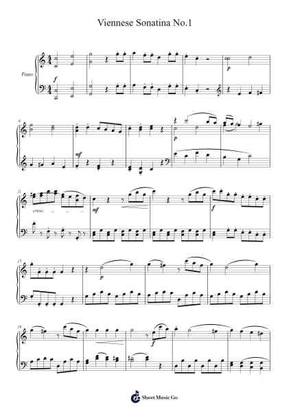 Viennese Sonatina No. 1 Sheet Music by Wolfgang Amadeus Mozart-Arr.Payrusk