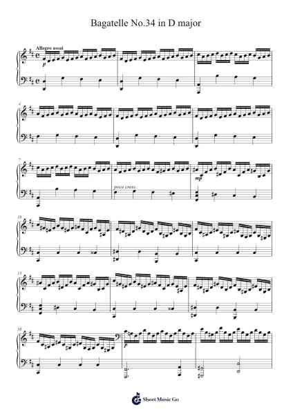 Bagatelle No.34 in D major Sheet Music by -Arr.Guntrine