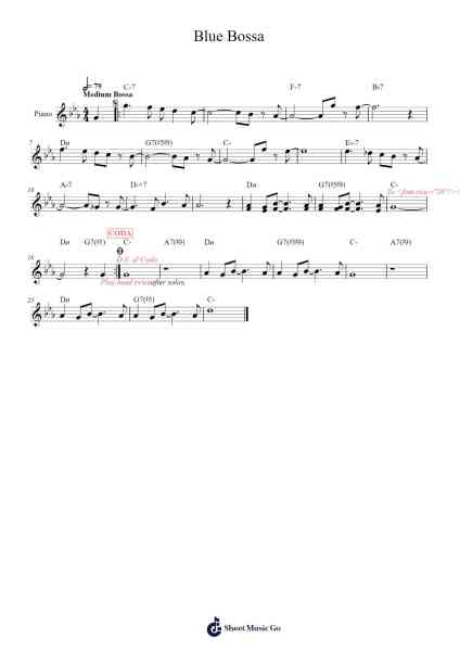 Blue Bossa Sheet Music by Kenny Dorham-Arr.Barlo Osford
