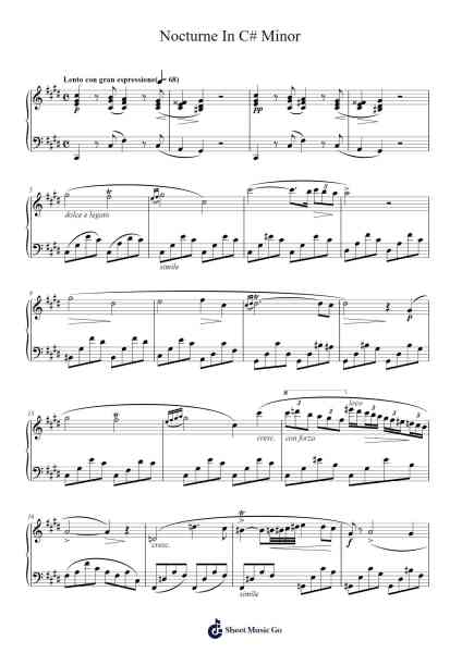 Nocturne in C-sharp Minor, B. 49 Sheet Music by Frédéric Chopin-Arr.Solin
