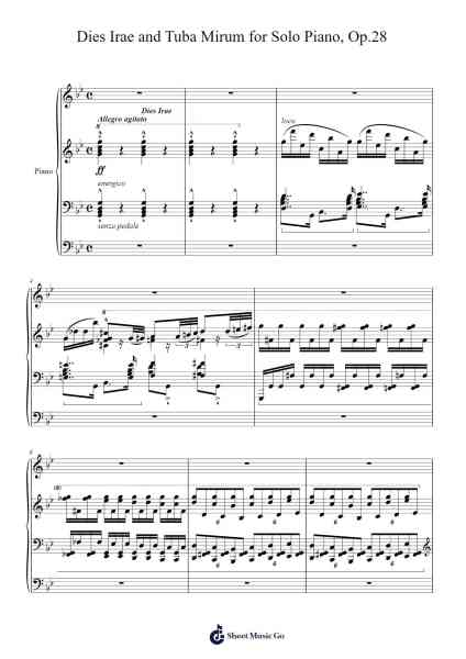 Dies Irae and Tuba Mirum for Solo Piano, Op.28 Sheet Music by Giuseppe Verdi-Arr.O'Neilgrey