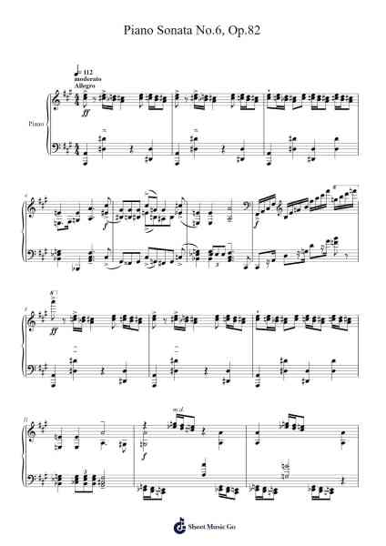 Piano Sonata No. 6 in A Major, Op. 82 Sheet Music by Sergei Prokofiev-Arr.Feltrid