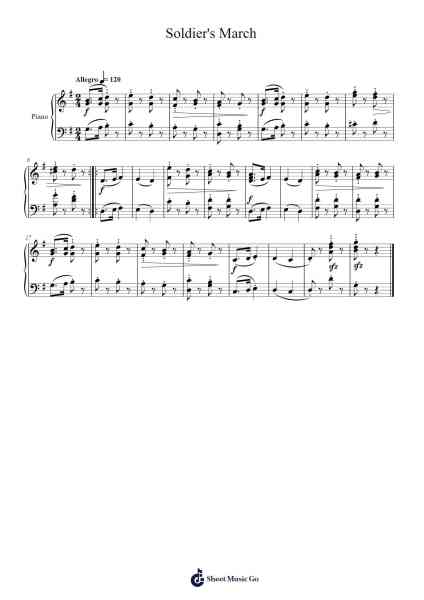 Soldier's March, Op. 68, No. 2 Sheet Music by Robert Schumann-Arr.Ninah