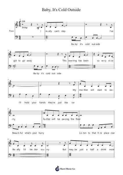 Baby, It's Cold Outside Sheet Music by Frank Loesser-Arr.Mervan