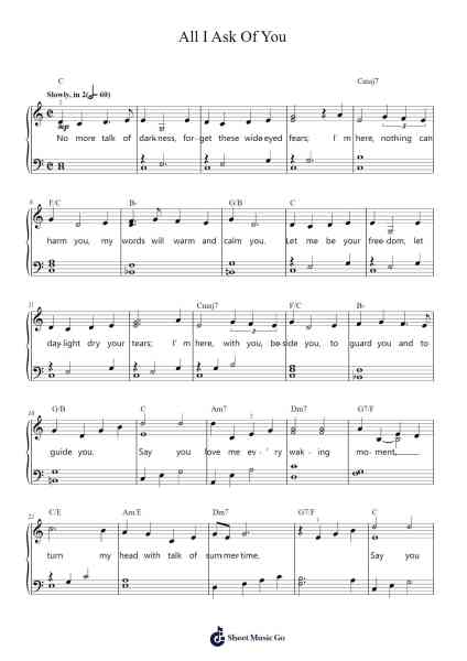 All I Ask Of You (from The Phantom Of The Opera) Sheet Music by Andrew Lloyd Webber-Arr.Yesea