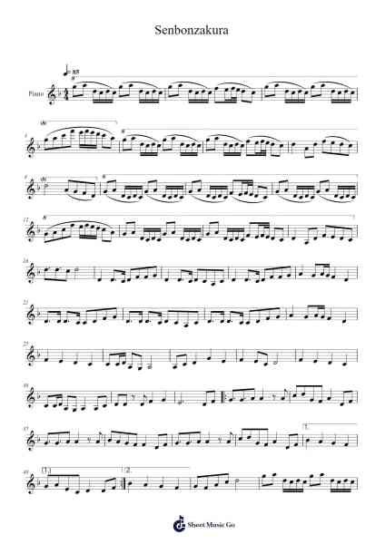 Senbonzakura (Piano Ballad Version) Sheet Music by WhiteFlame (Kurousa-P)-Arr.Molden