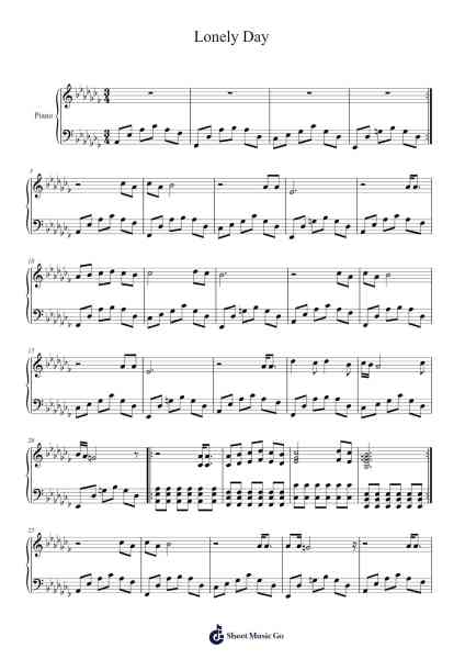 Lonely Day Sheet Music by System of a Down-Arr.Woolfwoolf Hartesopp