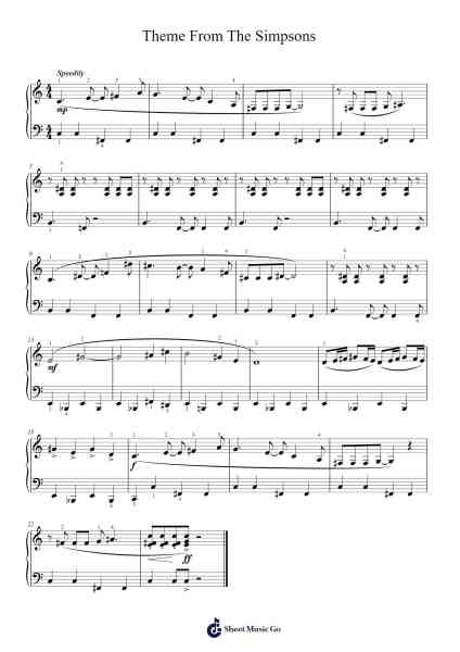 Theme From The Simpsons Sheet Music by Danny Elfman-Arr.Calbrown Yertate