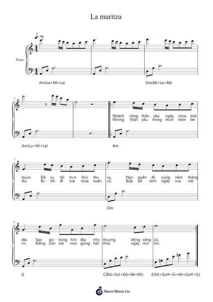 La maritza Sheet Music by -Arr.Kathtta