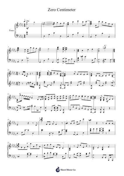 Zero Centimeter Sheet Music by Yuiko Oohara-Arr.Sherkes Dofrank