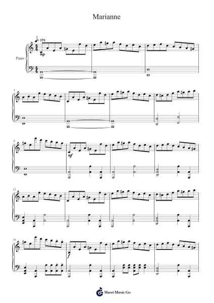 Marianne Sheet Music by Yooh-Arr.Gwenning