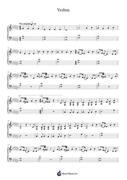 Yeshua Sheet Music by Jesus Image-Arr.Poshua Xansweet