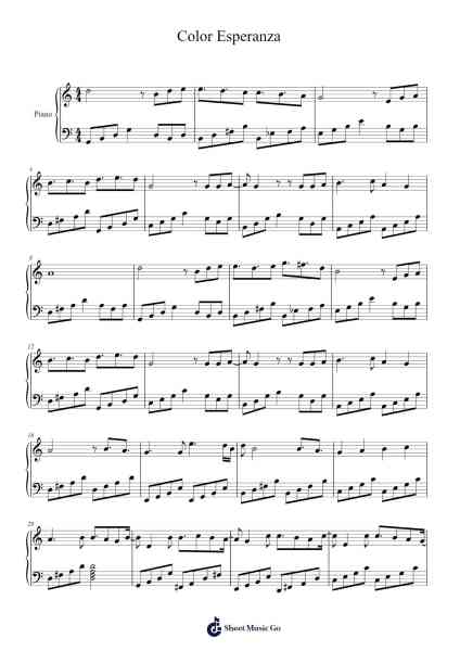 Color Esperanza Sheet Music by Diego Torres-Arr.Hilltim Moobright