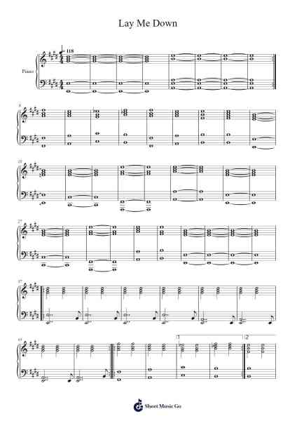 Lay Me Down Sheet Music by Sam Smith-Arr.Windict