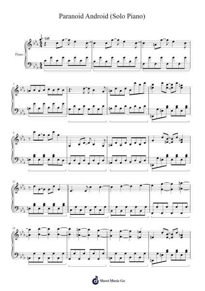 Paranoid Android (Solo Piano) Sheet Music by undefined-Arr.Pearghes Feltle