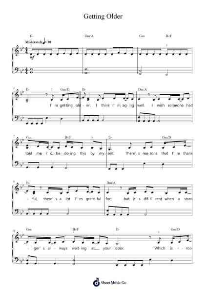 Getting Older Sheet Music by Billie Eilish-Arr.Surdred