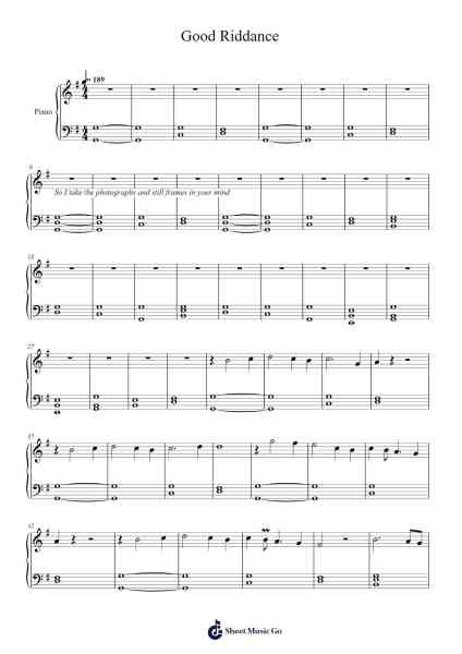 Good Riddance Sheet Music by Green Day-Arr.Mollwalsh Dinions