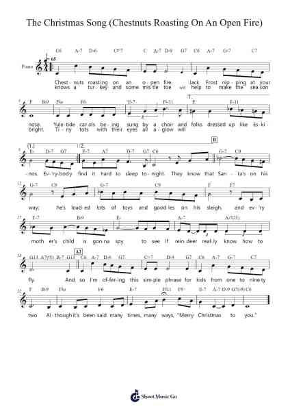 The Christmas Song (Chestnuts Roasting on an Open Fire) Sheet Music by Mel Tormé-Arr.Grever Carhume