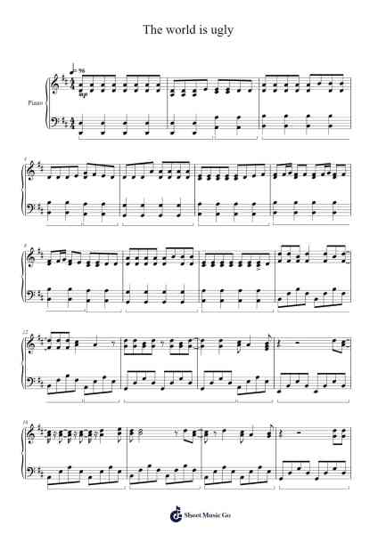 The world is ugly Sheet Music by My Chemical Romance-Arr.Gailma