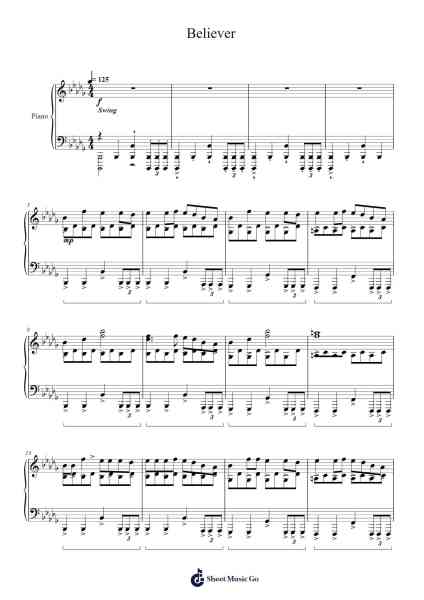 Believer Sheet Music by Imagine Dragons-Arr.Bobtab
