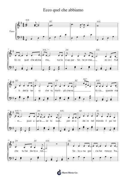 Ecco quel che abbiamo Sheet Music by Gen Verde-Arr.Priestwylde Backcah