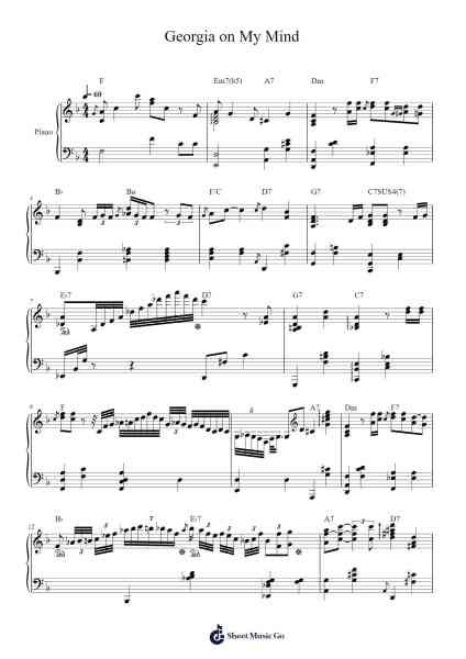 Georgia on My Mind Sheet Music by Ray Charles-Arr.Canzel