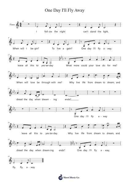 One Day I'll Fly Away Sheet Music by Randy Crawford-Arr.Yuledon
