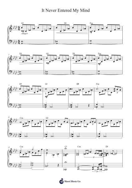 It Never Entered My Mind Sheet Music by Miles Davis-Arr.Deyale