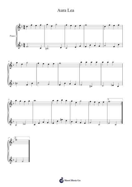 Aura Lea Sheet Music by George R. Poulton-Arr.Bingpiers Georlance