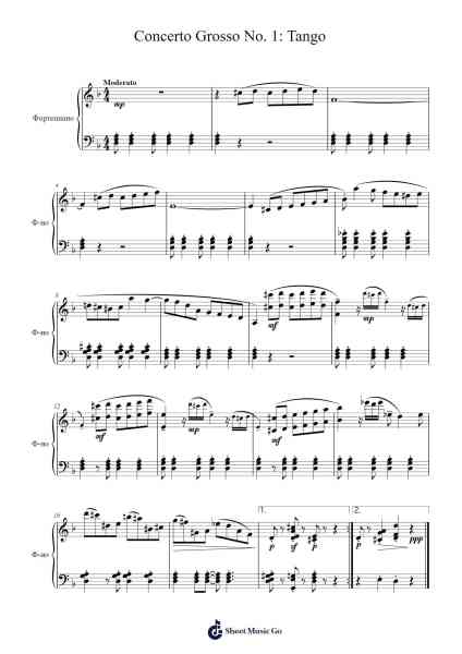 Concerto Grosso No. 1: Tango Sheet Music by Alfred Schnittke-Arr.Huxver Birdnee