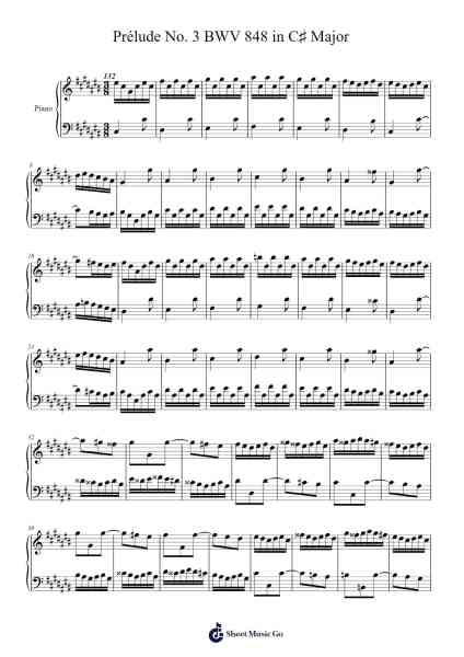 Prélude No. 3 in C♯ Major, BWV 848 Sheet Music by Johann Sebastian Bach-Arr.Kyleyy