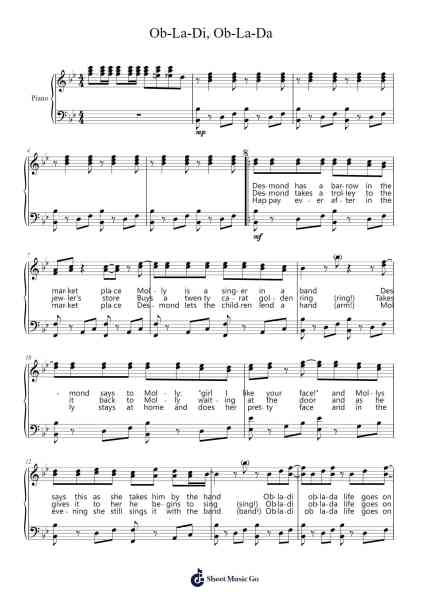 Ob-La-Di, Ob-La-Da Sheet Music by The Beatles-Arr.Nickkirk Inje
