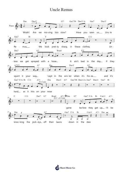 Uncle Remus Sheet Music by Frank Zappa-Arr.Invy