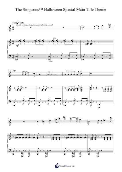 The Simpsons Halloween Special Main Title Theme Sheet Music by Danny Elfman-Arr.Hornwald