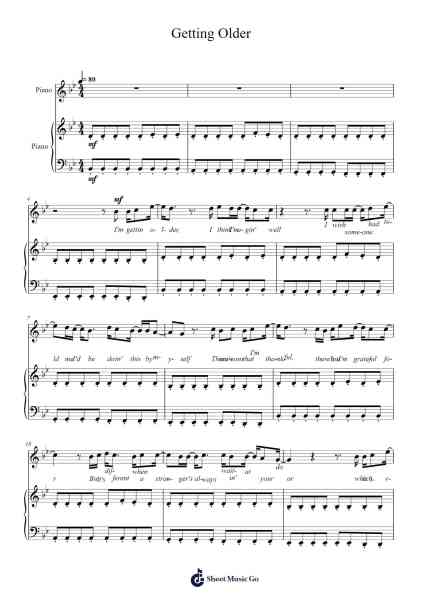 Getting Older Sheet Music by Billie Eilish-Arr.Walry