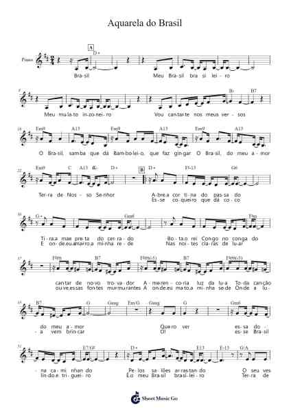 Aquarela do Brasil Sheet Music by Ary Barroso-Arr.Macmaud Palcer