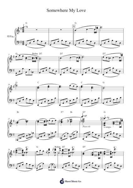 Somewhere My Love Sheet Music by Eve-Arr.Calthel Chafra