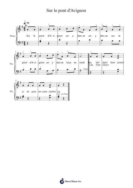 Sur le pont d'Avignon Sheet Music by Misc tunes-Arr.Saxbraith