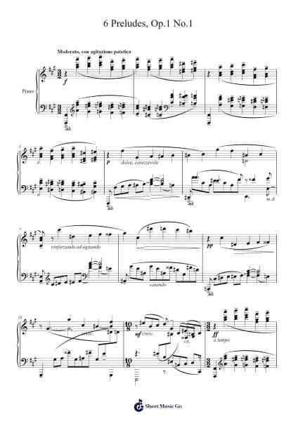 6 Preludes, Op. 1 No. 1 Sheet Music by Anatoly Alexandrov-Arr.Bloorvogt