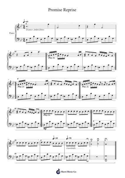 Promise Reprise Sheet Music by Akira Yamaoka-Arr.Everal Baurell