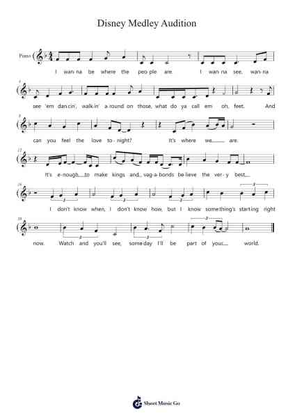 Disney Medley Audition โน้ตเพลงโดย Disney-Arr.Paggai Noelsay