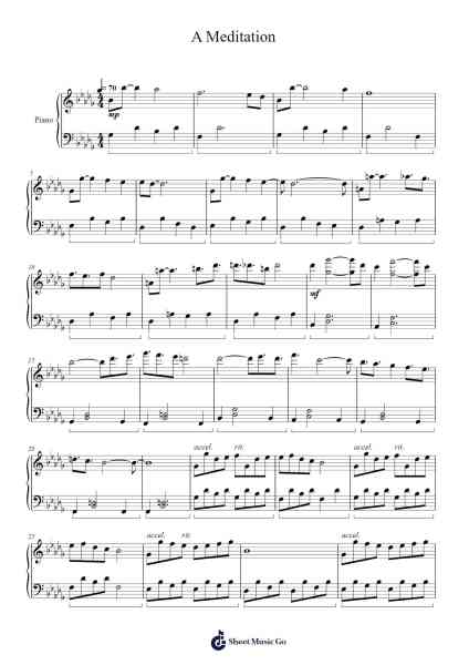 A Meditation Sheet Music by Brandon Tate-Arr.Urclair
