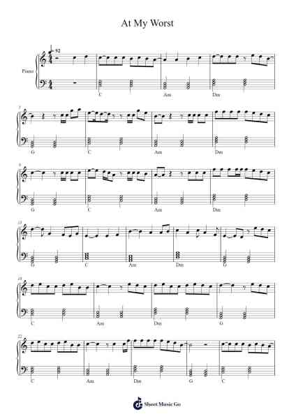 At My Worst Sheet Music by Pink Sweat$-Arr.Latckens