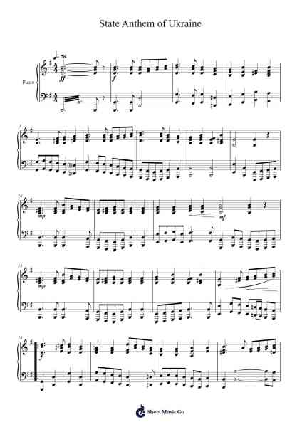 State Anthem of Ukraine Sheet Music by Mykhailo Verbytsky-Arr.Surdred