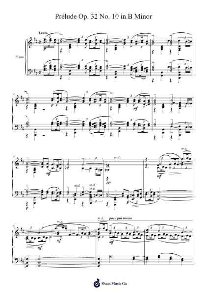 Prélude Op. 32 No. 10 in B Minor Sheet Music by Sergei Rachmaninoff-Arr.Hawat