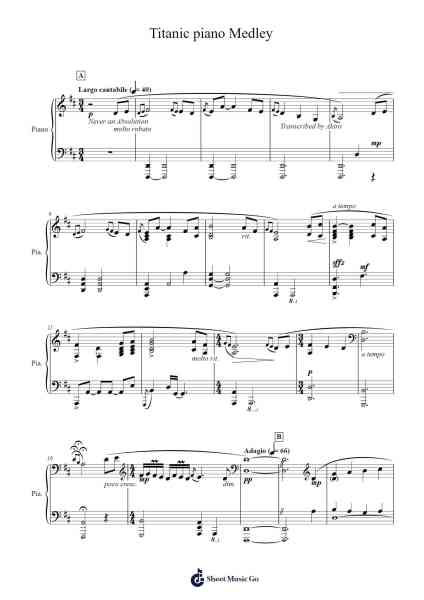 Titanic: Piano Medley Sheet Music by James Horner-Arr.Virquinn Hoodvid