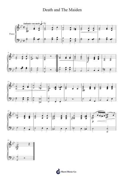 String Quartet In D Minor, D. 810 "Death and The Maiden" Sheet Music by Franz Schubert-Arr.Ution Foxwer
